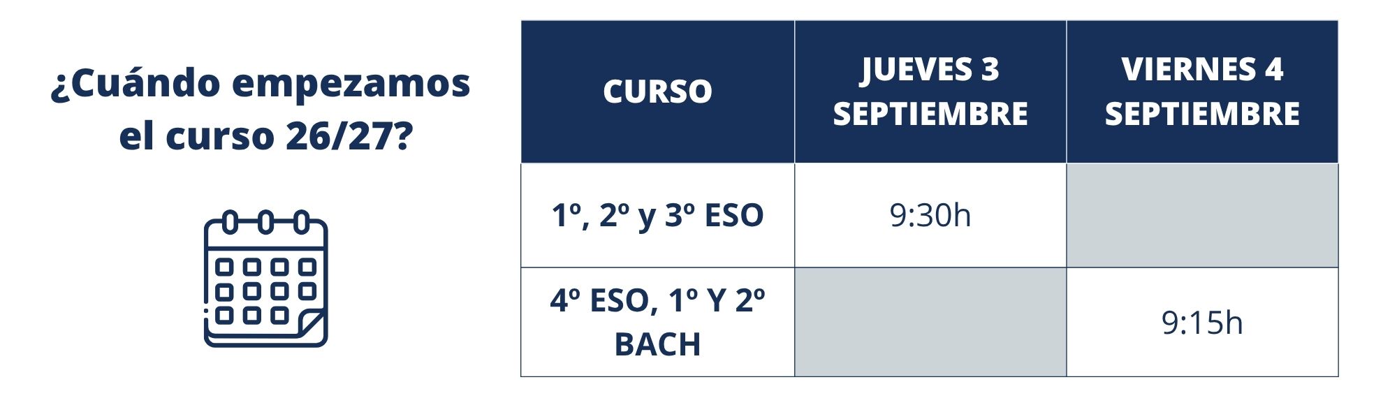 Cuando empezamos curso Jueves y Viernes 26-27